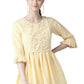 Ahalyaa Yellow & White Checked A-Line Top | Swadesiicart