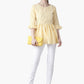 Ahalyaa Yellow & White Checked A-Line Top | Swadesiicart