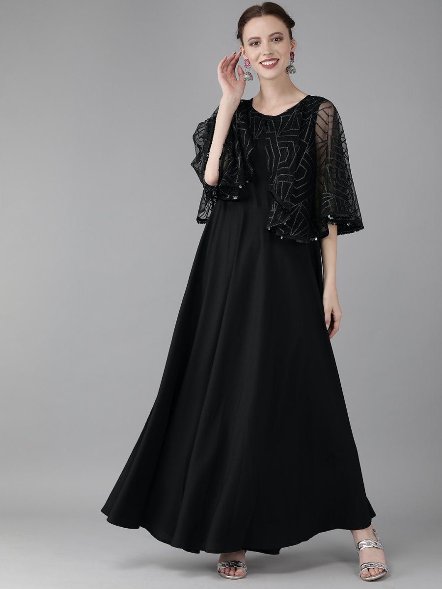 Ahalyaa Women Cap Style Long Dress | Swadesiicart