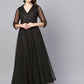 Ahalyaa Black Star Foil Print Angrakha Anarkali Kurta | Swadesiicart