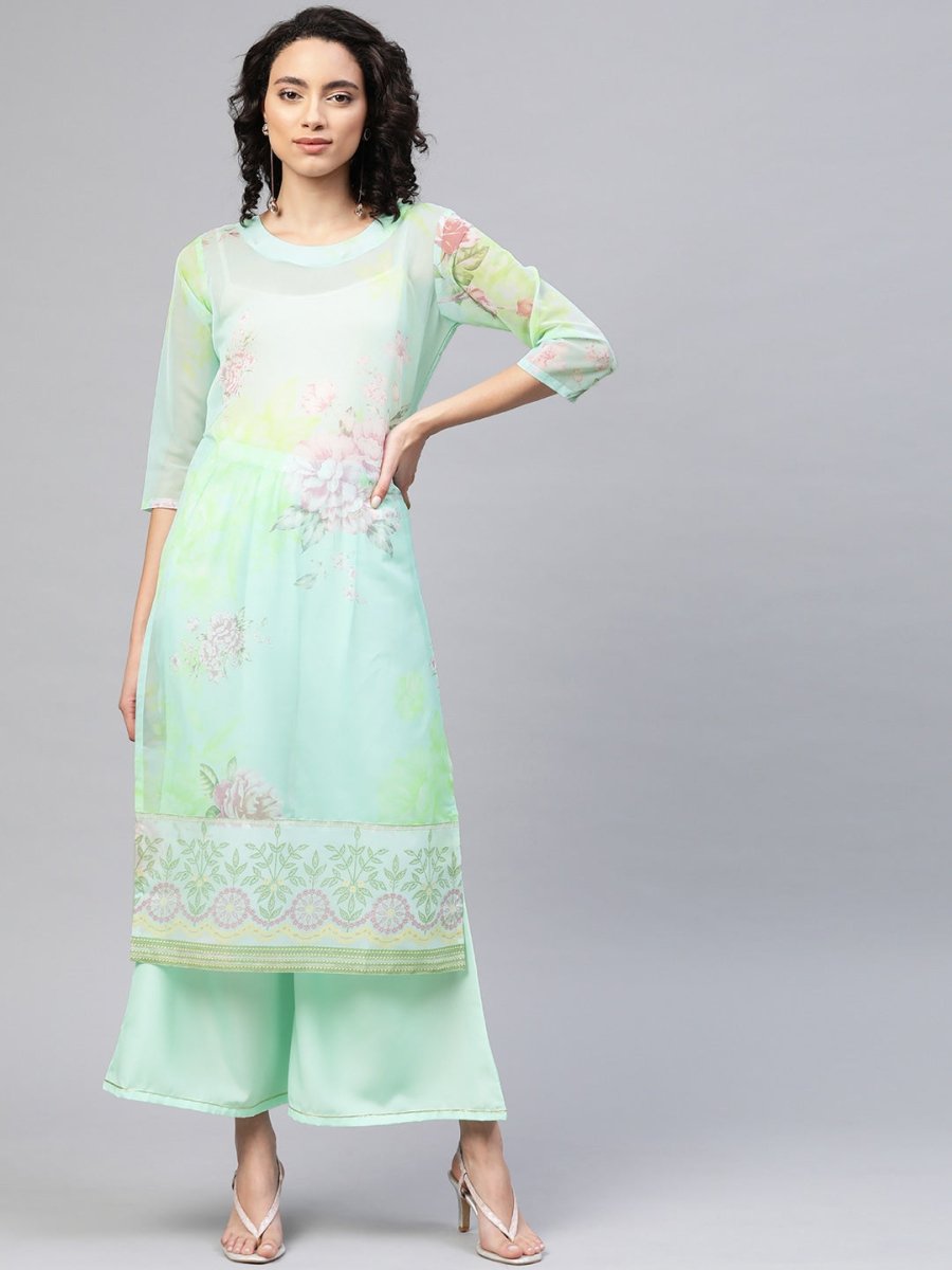 Ahalyaa Women Pastel Floral Summer Kurta | Swadesiicart