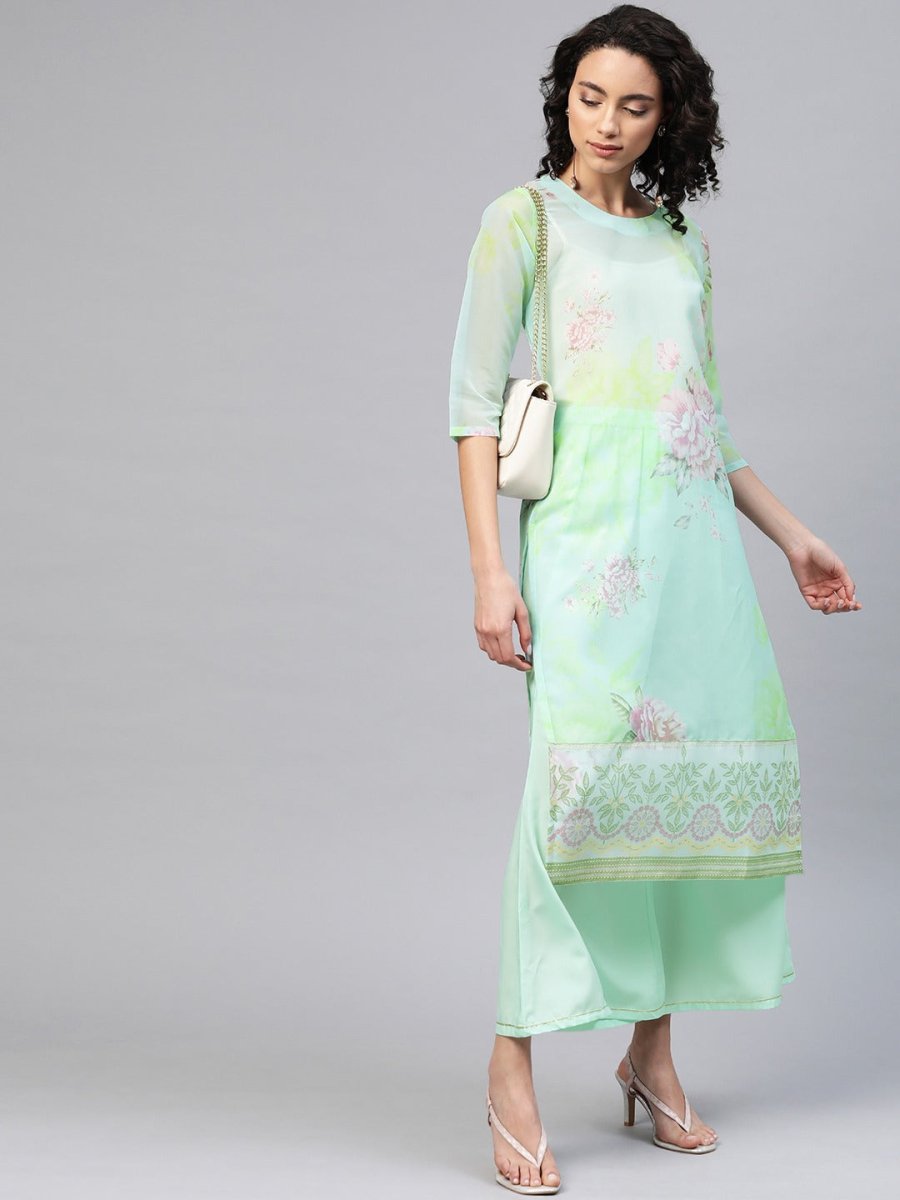 Ahalyaa Women Pastel Floral Summer Kurta | Swadesiicart