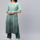 Ahalyaa Women Sea Green & Blue Printed Kurta With Trousers | Swadesiicart