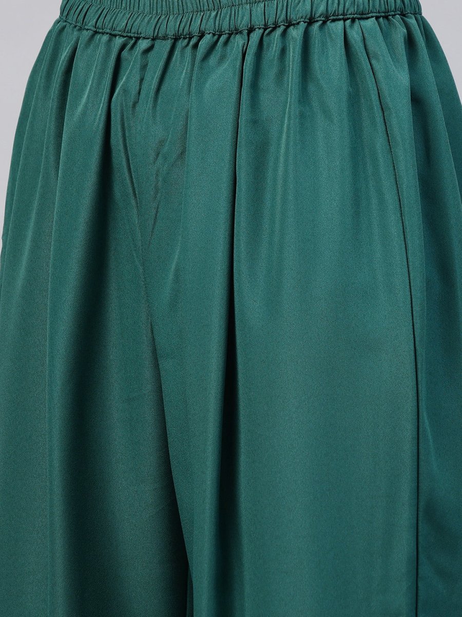 Ahalyaa Women Sea Green & Blue Printed Kurta With Trousers | Swadesiicart