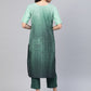 Ahalyaa Women Sea Green & Blue Printed Kurta With Trousers | Swadesiicart