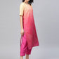Ahalyaa Women Pink & Golden Dyed Printed Kurta With Trousers | Swadesiicart