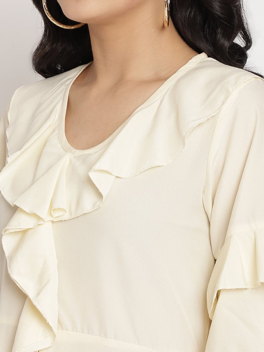 Ahalyaa Off White Layered Kurta with Trousers | Swadesiicart