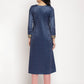 Ahalyaa Women's Navy Solid Velvet Angrakha Kurta With Gold Printed Pant | Swadesiicart