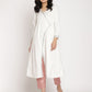 Ahalyaa Women's White Solid Velvet Angrakha Kurta With Gold Printed Pant | Swadesiicart