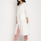Ahalyaa Women's White Solid Velvet Angrakha Kurta With Gold Printed Pant | Swadesiicart