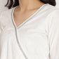 Ahalyaa Women's White Solid Velvet Angrakha Kurta With Gold Printed Pant | Swadesiicart
