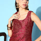 Ahalyaa Burgundy Ethnic Motif Woven Design Sleeveless Kurta | Swadesiicart
