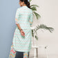 Ahalyaa Women Turquoise Blue Printed Gotta Patti Kurta with Trousers | Swadesiicart
