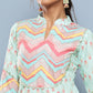 Ahalyaa Women Turquoise Blue Printed Gotta Patti Kurta with Trousers | Swadesiicart