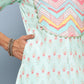 Ahalyaa Women Turquoise Blue Printed Gotta Patti Kurta with Trousers | Swadesiicart