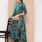 Ahalyaa Women Floral Printed Pleated Kurta with Trousers | Swadesiicart