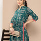 Ahalyaa Women Floral Printed Pleated Kurta with Trousers | Swadesiicart