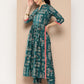 Ahalyaa Women Floral Printed Pleated Kurta with Trousers | Swadesiicart