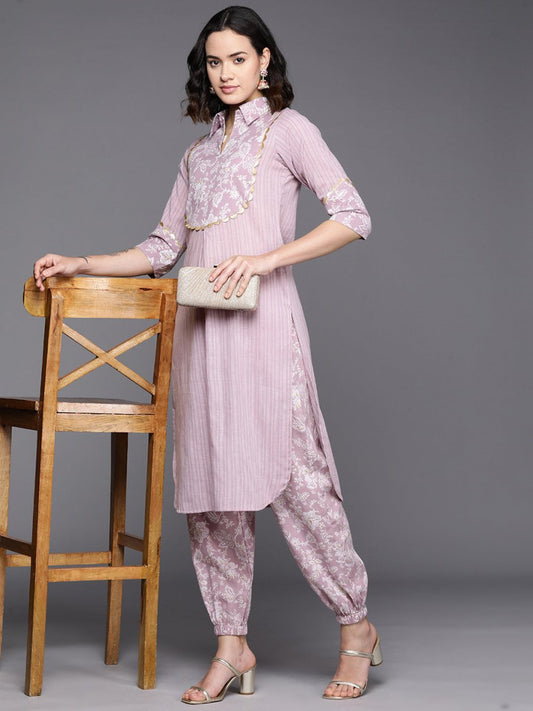 Ahalyaa Floral Printed Regular Gotta Patti Pure Cotton Kurta With Salwar | Swadesiicart