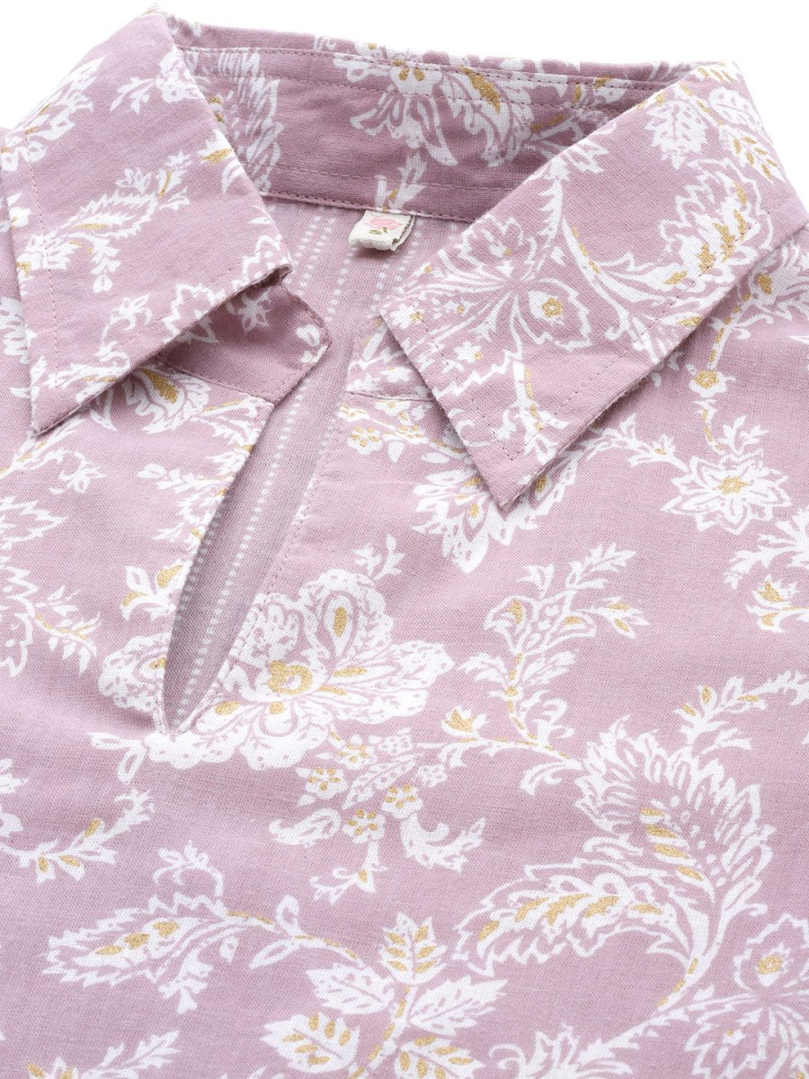 Ahalyaa Floral Printed Regular Gotta Patti Pure Cotton Kurta With Salwar | Swadesiicart