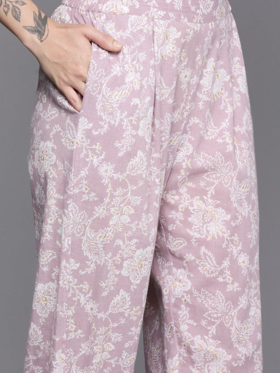 Ahalyaa Floral Printed Regular Gotta Patti Pure Cotton Kurta With Salwar | Swadesiicart