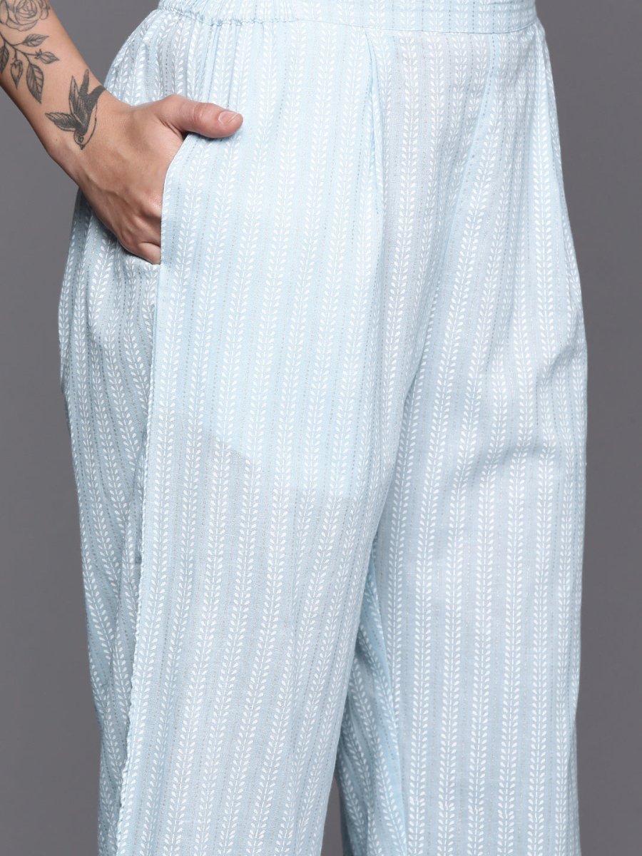 Ahalyaa Floral Printed Regular Pure Cotton Kurta With Palazzos | Swadesiicart