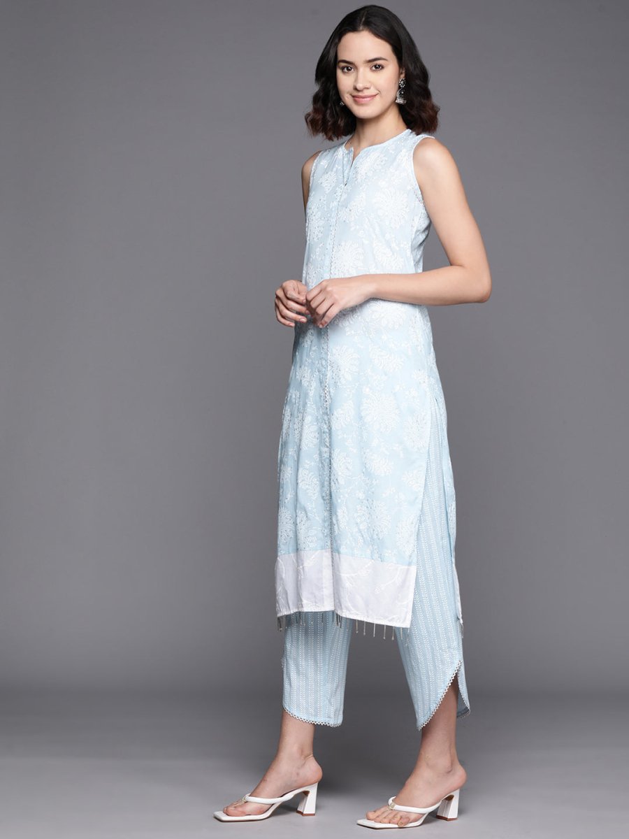 Ahalyaa Floral Printed Regular Pure Cotton Kurta With Palazzos | Swadesiicart