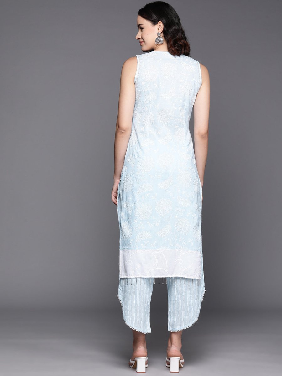 Ahalyaa Floral Printed Regular Pure Cotton Kurta With Palazzos | Swadesiicart