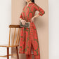 Ahalyaa Women Floral Printed Pleated Gotta Patti Kurta with Trousers | Swadesiicart