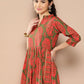 Ahalyaa Women Floral Printed Pleated Gotta Patti Kurta with Trousers | Swadesiicart