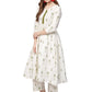 Ahalyaa Pure Cotton Off White Gathered Kurta With Pant | Swadesiicart