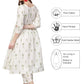 Ahalyaa Pure Cotton Off White Gathered Kurta With Pant | Swadesiicart