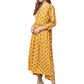 Ahalyaa Mustard Gathered Printed Kurta With Pant | Swadesiicart