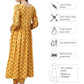 Ahalyaa Mustard Gathered Printed Kurta With Pant | Swadesiicart