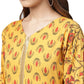 Ahalyaa Mustard Gathered Printed Kurta With Pant | Swadesiicart