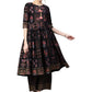 Ahalyaa Black Poly Crepe A-Line Kurta Set | Swadesiicart