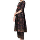 Ahalyaa Black Poly Crepe A-Line Kurta Set | Swadesiicart