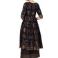 Ahalyaa Black Poly Crepe A-Line Kurta Set | Swadesiicart