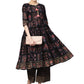Ahalyaa Black Poly Crepe A-Line Kurta Set | Swadesiicart