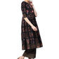 Ahalyaa Black Poly Crepe A-Line Kurta Set | Swadesiicart