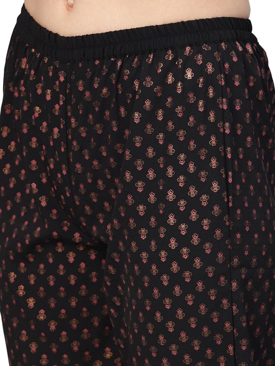 Ahalyaa Black Poly Crepe Pathani Kurta Set | Swadesiicart