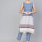 Ahalyaa Women Blue & White Printed Kurta with Trousers | Swadesiicart