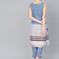 Ahalyaa Women Blue & White Printed Kurta with Trousers | Swadesiicart