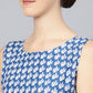 Ahalyaa Women Blue & White Printed Kurta with Trousers | Swadesiicart