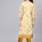 Ahalyaa Women Beige & Mustard Yellow Printed Kurta with Trousers | Swadesiicart
