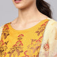 Ahalyaa Women Beige & Mustard Yellow Printed Kurta with Trouser | Swadesiicart