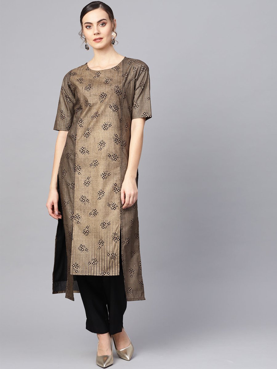 Ahalyaa Printed High Low Hem Kurta with Trouser | Swadesiicart