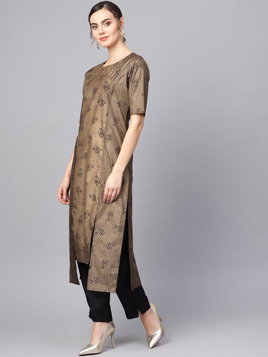 Ahalyaa Printed High Low Hem Kurta with Trouser | Swadesiicart