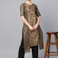 Ahalyaa Printed High Low Hem Kurta with Trouser | Swadesiicart