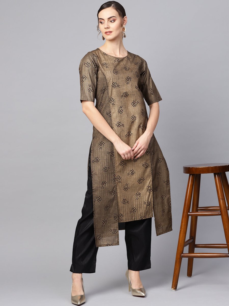 Ahalyaa Printed High Low Hem Kurta with Trouser | Swadesiicart